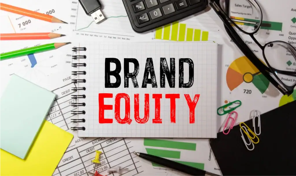 Brand equity on a desk with documents